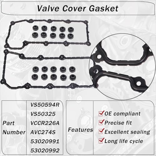 Image of AUCERAMIC HS26229PT MLS Cylinder Full Head Gasket Set Multiple Layers Steel Fit 2002-2005 Dodge RAM 1500 Jeep Liberty 2004-2005 Dodge Dakota Durango 2005 Grand Cherokee 3.7L CS26229 Vin K, Black