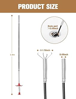 MOMENT 1.6M Tools Drain Hose Cleaner Sticks, Cleaner Bendable Hook Clip, Plumbing Drain Snake Hair Clog Remover Catcher Sink Cleaner Home Improvement Tools