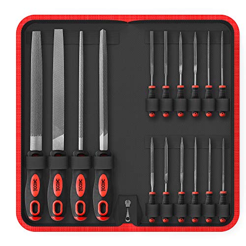 XOOL 16Pcs Premium Grade T12 Alloy Steel Needle File Set with Carry Case