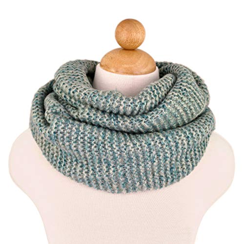 TrendsBlue Two-Tone Winter Knit Warm Infinity Loop Circle Scarf3