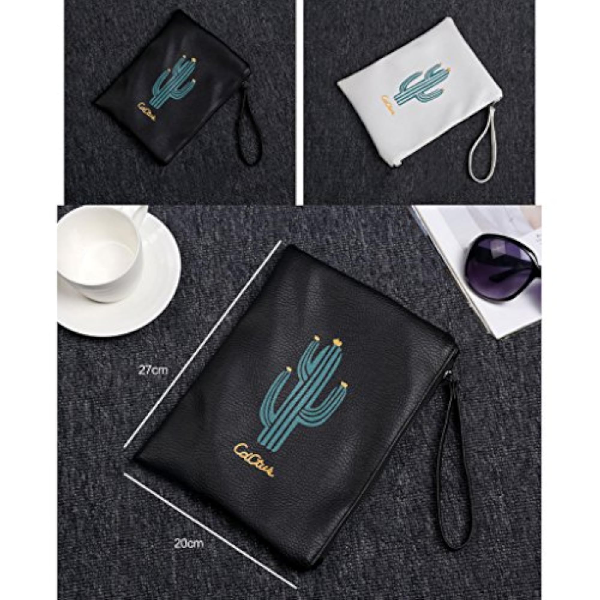 Women's Black PU Leather Travel Makeup Bag, Handbag Organizer