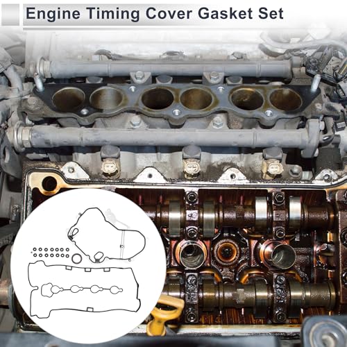Image of Engine Timing Cover Gasket Set TCS46041 /JV5068 for Chevrolet Malibu 2.2L 2004-2005 Long-lasting Sealing Chain Case Cover Gasket Rubber,Metal 1 Set