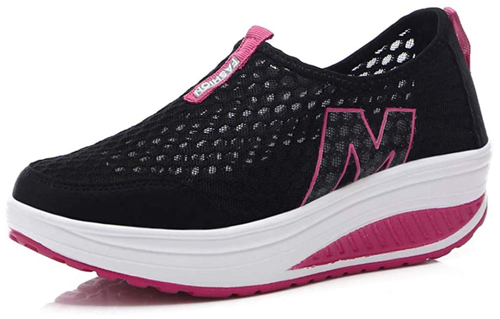 Femmes Minceur Chaussures Taille 35-42eu Marche Baskets Plate-Forme Chaussures Poids Air Léger Engrener Elastic Sports en Yoga à Enfiler Pas Cher Trainers en Maille Plates Été