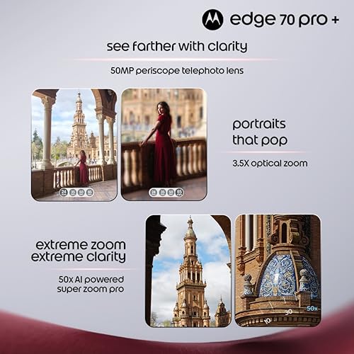 Image of Motorola Edge 70 Pro+ 5G (Pantone Zinfandel, 12GB RAM, 256GB Storage) | 6.8 inch Extreme AMOLED | 50MP Triple Rear | 50MP Selfie | 6500mAh Battery | 90W + 15W Wireless Charging | Dimensity 8500 Extreme