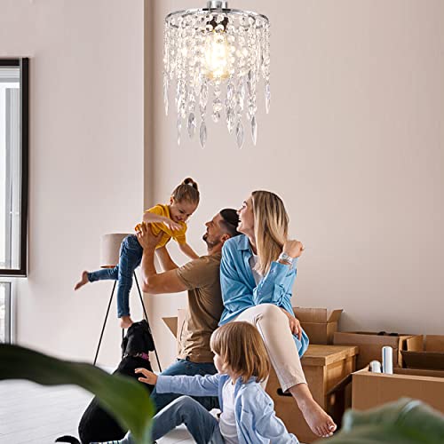 H11.81''X D8.66'' Chandelier Shades, Mini Crystal Shade, Acrylic Beaded Hanging Lampshade, Modern Pendant Light Shades, Sparkling Ceiling Decor for Bedroom, Hallway, Bar, Kitchen, Bathroom, 2-Tiers - Image 6