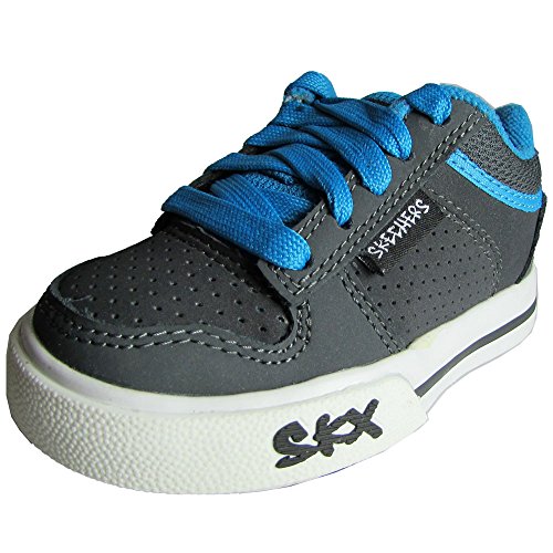 Skechers Toddler Boys Vert II 91476N Skate Sneaker Shoe, Charcoal/Lt Blue, US 5