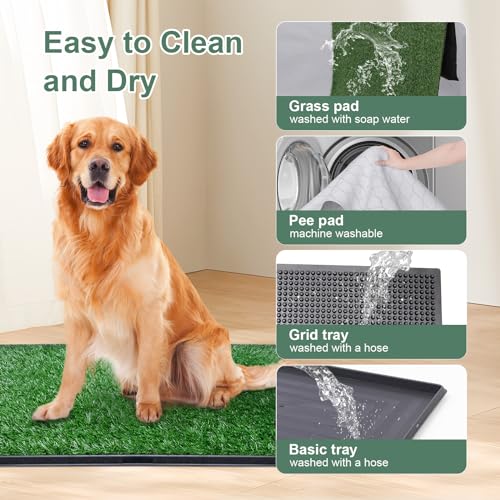 Pick For Life DOG GRASS PADS WITH TRAY 20''X25'' Dog Grass Pet Loo Indoor/Outdoor Portable Potty, Artificial Grass Patch Bathroom Mat And Washable Pee Pad For Puppy Training, Full System With Trays thumb #4