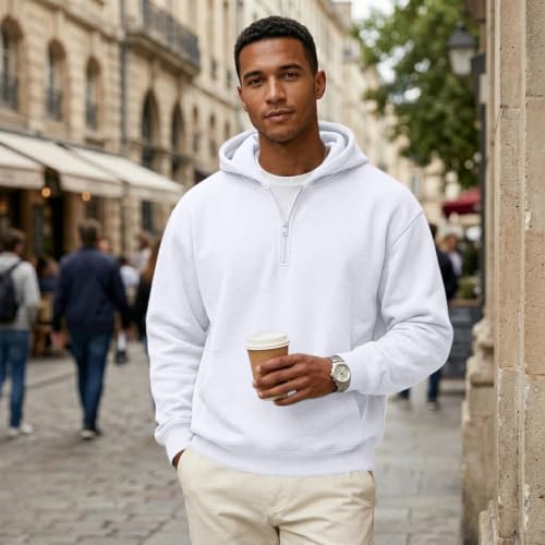 Zip Up Hoodies for Men Big and Tall Fleece 1/4 Zip Classic Fuzzy Hoodie - image 4