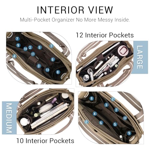 Image of ACUARIO Tote Bag for Women, Work Tote Handbag with Pockets, Shoulder Bag for Office Business Travel Daily Commute