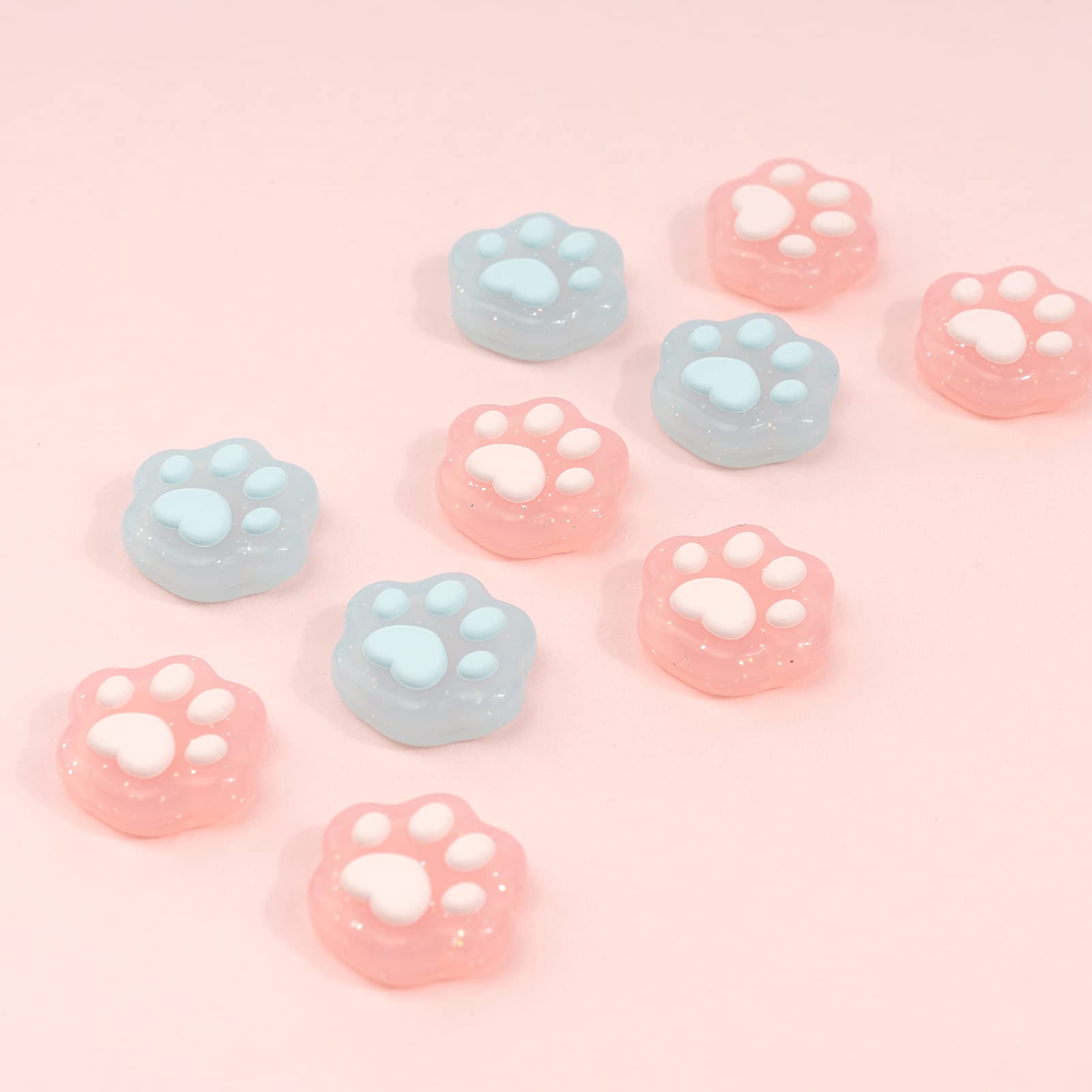 GeekShare Cat Paw Shape Thumb Grip Caps Soft Silicone Joystick Cover Compatible with Switch/OLED/Switch Lite,4PCS (Pink & Blue)