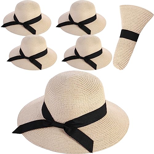 Juego de 6 Sombreros de Sol para Mujer Beige