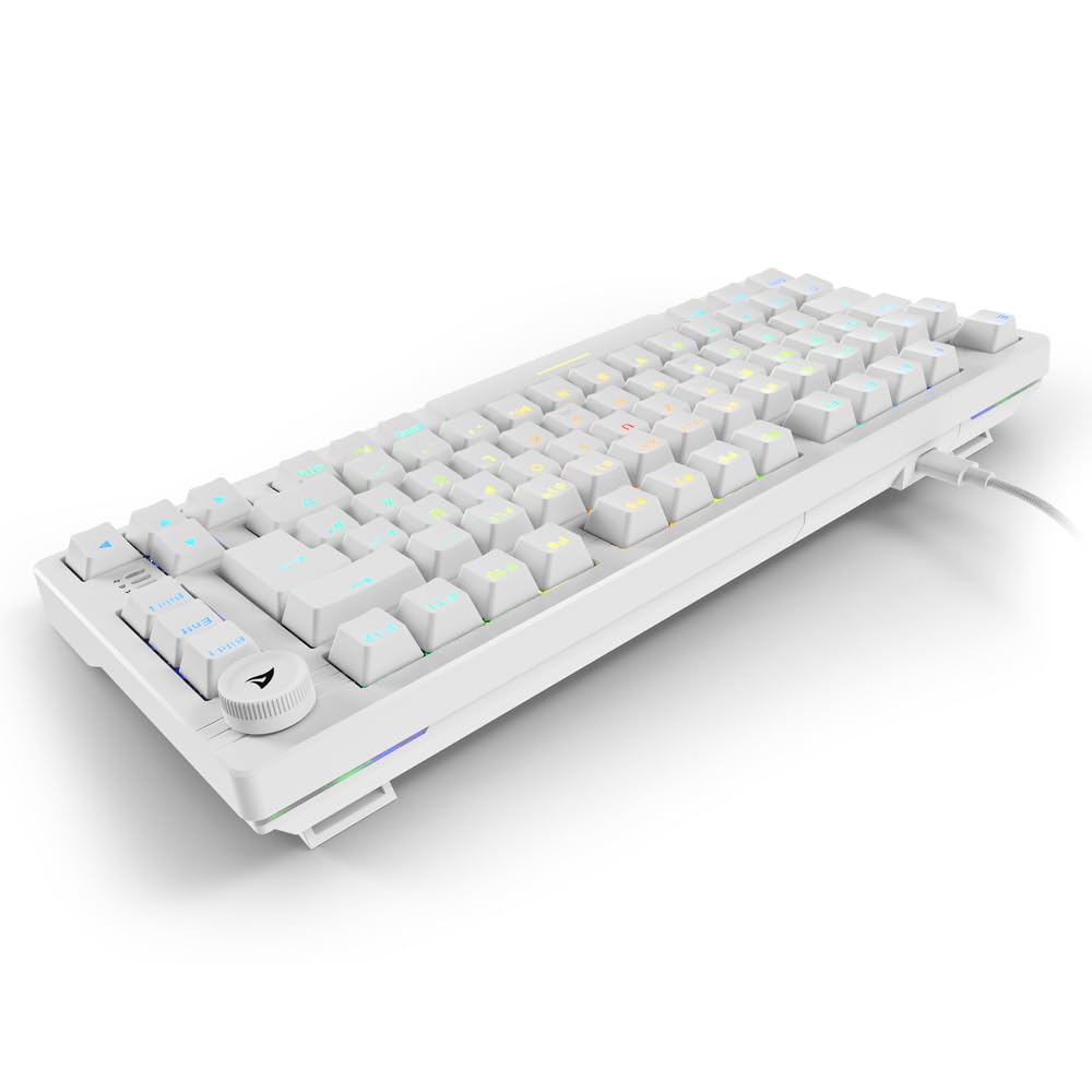 Sharkoon Skiller SGK25 RGB, Gaming Tastatur, 75% Layout, Hot Swap, Huano RED geschmierte Schalter, weiß