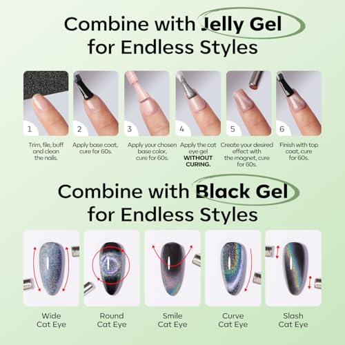 Image of modelones Green Cat Eye Gel Nail Polish Glassy Magnetic Glitter Holographic Mint Green Grape Reflective Translucent Gel Polish Jelly Translucent UV Gel Manicure 15 ML