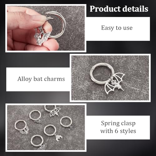 PH PandaHall 12pcs Bat Shoe Charms Gothic Punk Shoe Charms - Image 4