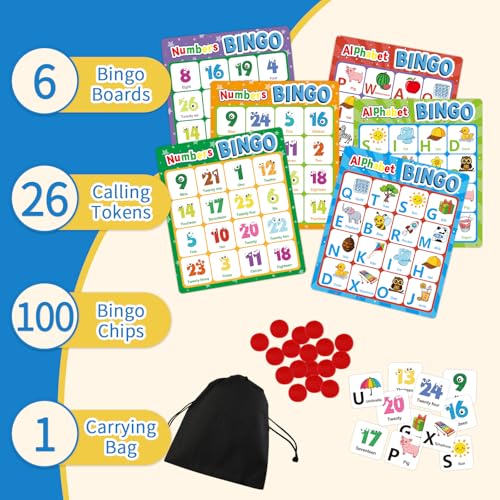 Alphabet Bingo Game, Letter&Number&Sight Word Bingo miniatura 2