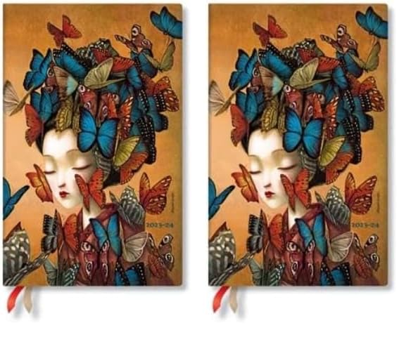 Paperblanks Agendas de 18 Meses Flexis de Tapa Blanda 2023-2024 El Mágico Mundo de Lacombe | Vertical | Maxi (135 × 210 mm) (Paquete de 2)