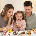 Mini Building Blocks Sets Fast Food - 6 Packs Micro Mini Blocks Toys for Kids, Bricks Kit for Party Favors, Goodie Bags, Birthday Gifts Hamburger, French Fries, Cake, Popcorn, Pizza, Doughnut