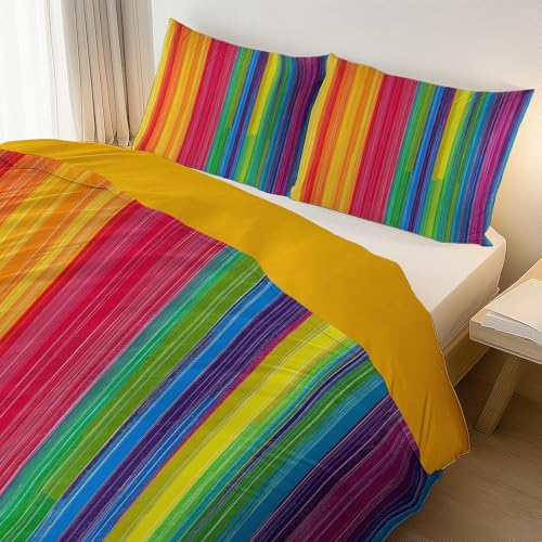 Housse de couette 200x200 cm brossée réversible avec taies - 5