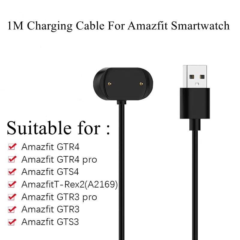 Image of REDWIND Replacement 2 Pin Charger for Amazfit GTS 2,GTS 2 Mini,GTS 2e,GTR 2,GTR 2e,GTS 4 Mini,T-Rex Pro,Bip 3,Bip U,Zepp E /Z Watch Charger 3.3Ft USB Magnetic Charging Cable Cord for Amazfit SmartWatch