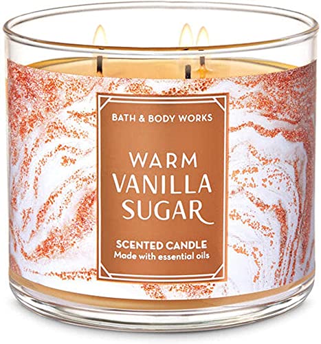 2020 Warm Vanilla Sugar Scented 3 Wick Candle (Vanilla, White Orchid, Sugar, Fresh Jasmine, Sandalwood) 14.5 Oz Made W Essential Oils