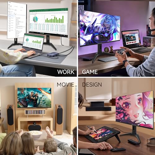 Image of 23.8 inch Computer Monitor 1920x1080 Vertical PC Monitor with HDMI VGA AV BNC USB Ports, Multi-Function Stand, VESA, Display Frameless Build-in Speakers for Office Home
