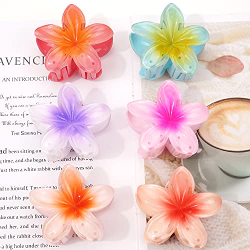 Dealeachday Hawaiian Claw Clips For Thick Hair 7Pcs Flower Hair Clips Large Plumeria Clips Hibiscus Hair Clip Hair Accessories For Women #TOP4