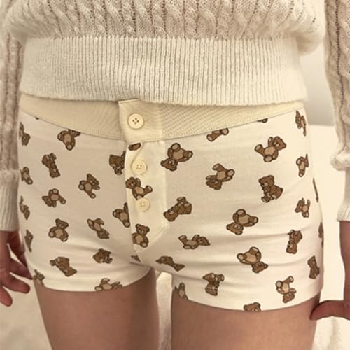 NUFIWI Women Lounge Shorts Button Floral Print Y2k Low Rise Sexy Micro Shorts Slim Fit Pajama Bottoms Cute Sleep Shorts2