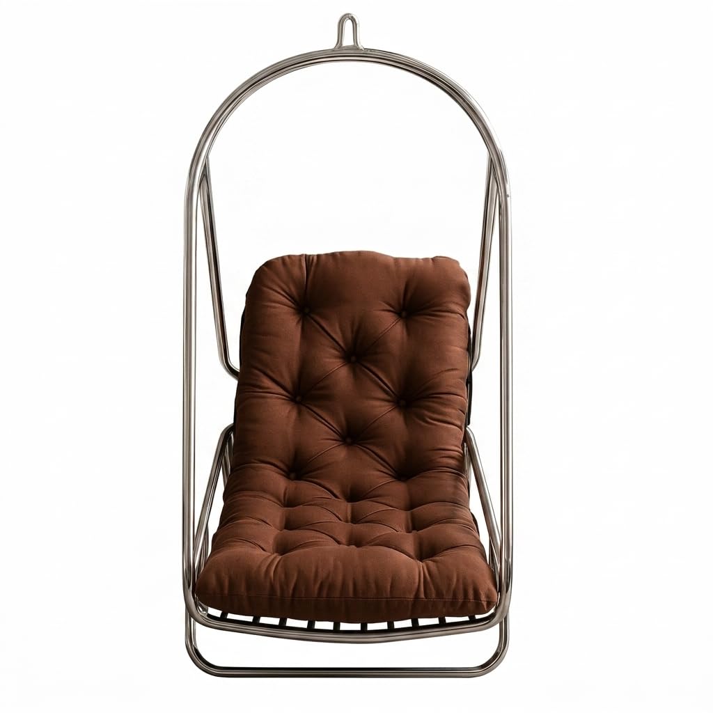 IRA Cotton Swing Cushion Gadi Brown 49x103 cm | Quilted Tufted Jhula Cushion for Hanging Chair, Bench, Floor Seating-image-6
