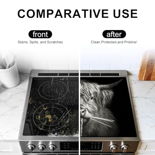 Image of Highland Cow Stove Top Cover for Electric Stove, 28.4 x 20.5 in.