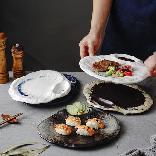 Plato de porcelana estilo japonés con soporte para salsa miniatura 6
