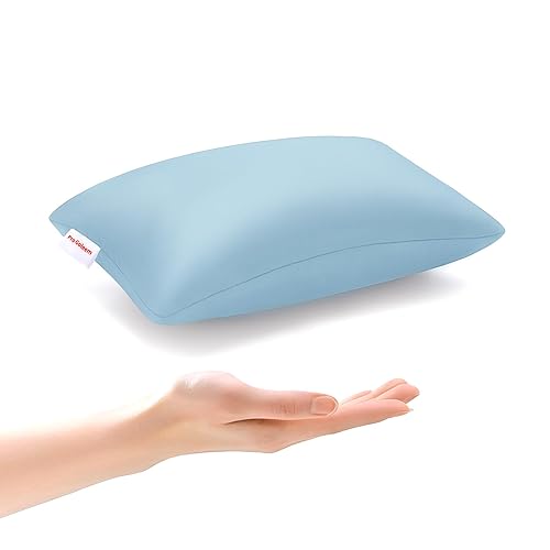 Pro Goleem Almohada pequeña de 11 x 6 x 2.5 pulgadas para niños y bebés que duermen con etiqueta de nombre, mini almohada pequeña para acampar y