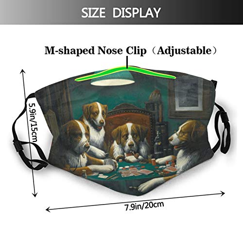 Cute Dog Playing Poker Game Face Mask With Filter Pocket Washable Reusable Face Bandanas Balaclava With 2 Pcs Filters #TOP1