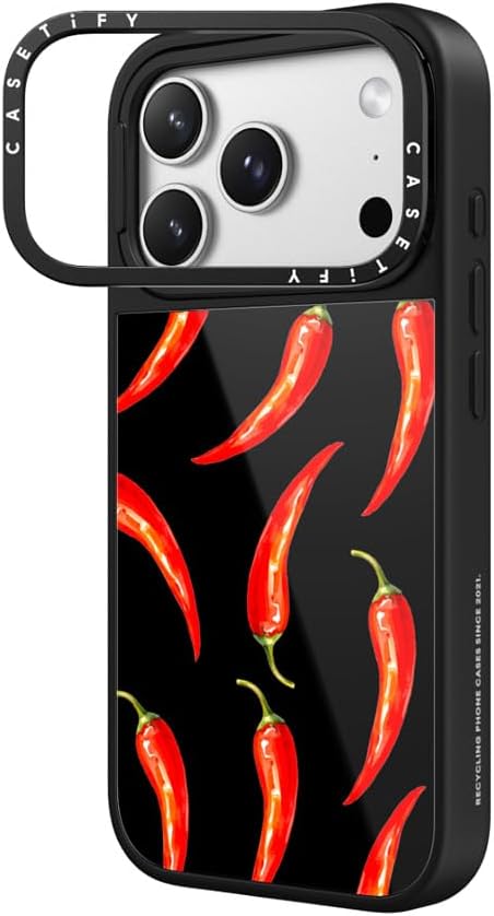 CASETiFY Glaze Ring Stand iPhone 17 Pro Case [Kickstand / 4.9 ft. 1X Military Grade Drop Protection/Compatible with Magsafe] - Chilli - Black