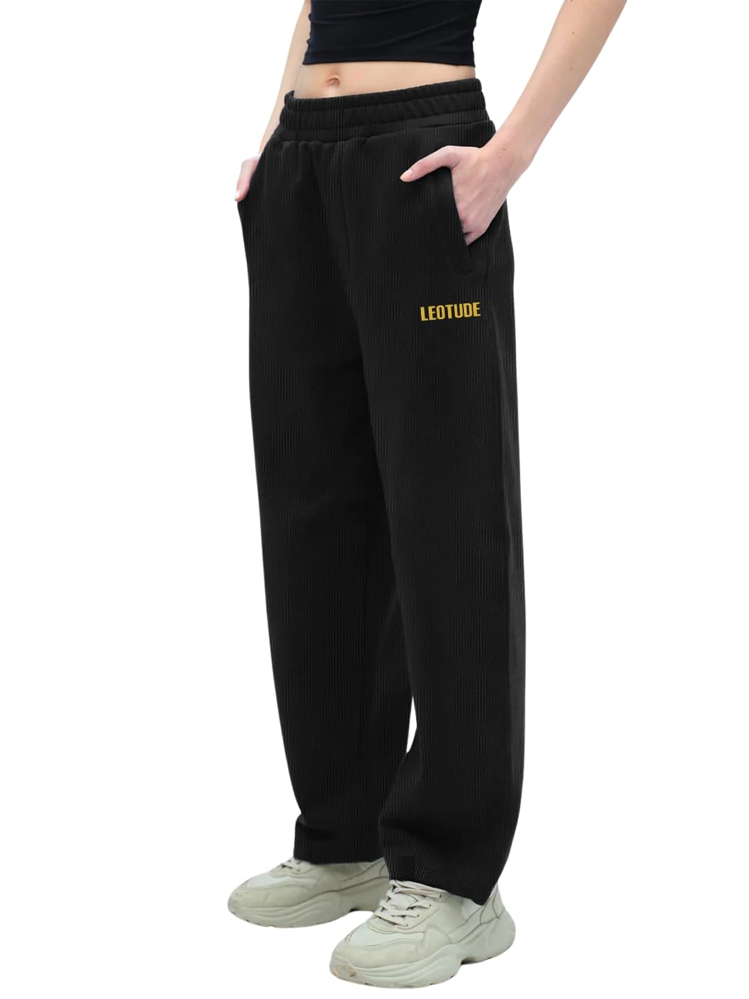 Solid Women Black Track Pants Material Cottonblend-image-33