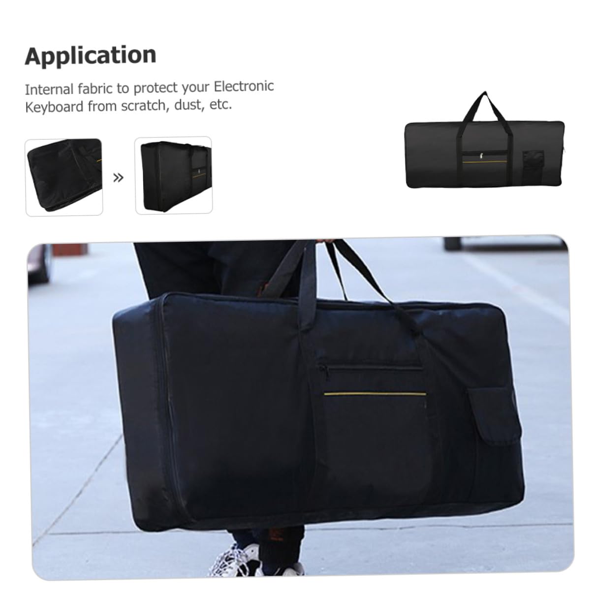 Zerodeko Borsa per Tastiera Musicale Elettronica Doppia Zaino e Borsa a Mano 61 Tasti Oxford Nera Resistente