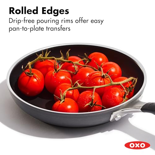 Image of OXO 8 inch Non-Stick Every Day Frying Pan, BPA-Free Comfort Grip Silicone Handle, Dishwasher & Oven Safe, PFAS-Free Ceramic Skillet, Black