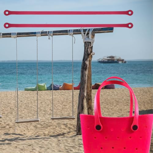 Image of Replacement Straps with 4 Screw Buttons for Original L /XL Bogg Bag, Replacement Handles for Rubber Beach Bag, EVA Bag Strap Replacement, Bogg Beach Bag Repair Kit (Red)