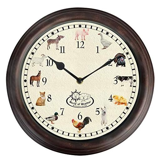 Esschert Design TF013 Clock Farm Animal Sounds, 11,8 x 1,8 x 11,8 inch