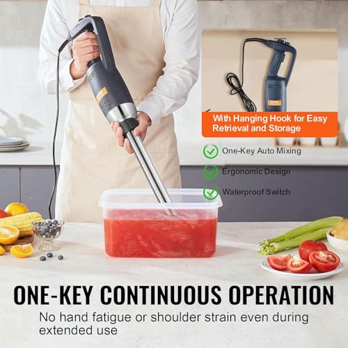 Image of VEVOR Commercial Immersion Blender Constant Speed Heavy Duty Immersion Blender 350W Commercial Hand Mixer 304 Stainless Steel Hand Blender Commercial with 19.7 inch Removable Shaft for Kitchen Mixing