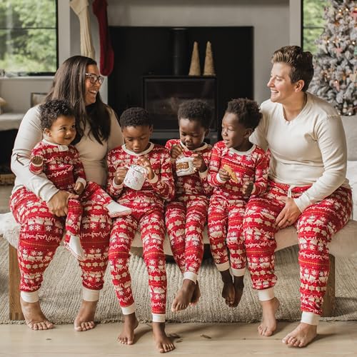 Burt's Bees Baby Baby 1-Piece Family Christmas Pajamas Matching Sets-Organic Cotton PJs for Kids, Toddlers, Adults, Hot Cocoa Fair Isle, 18 Months3