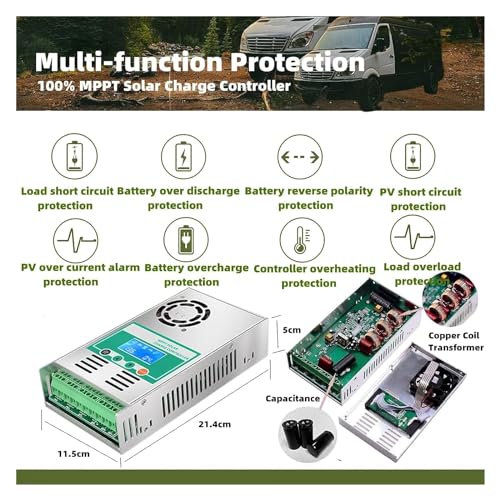 Controlador solar MPPT 60A regulador de panel para energía limpia en autocaravanas y casas de campo 5