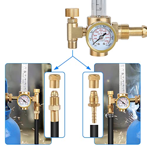 Image of BETOOLL Argon Regulator - Welding Regulator - Argon /CO2 Mig Tig Flow Meter Gas Regulator Gauge With 6.6Ft Gas Hose