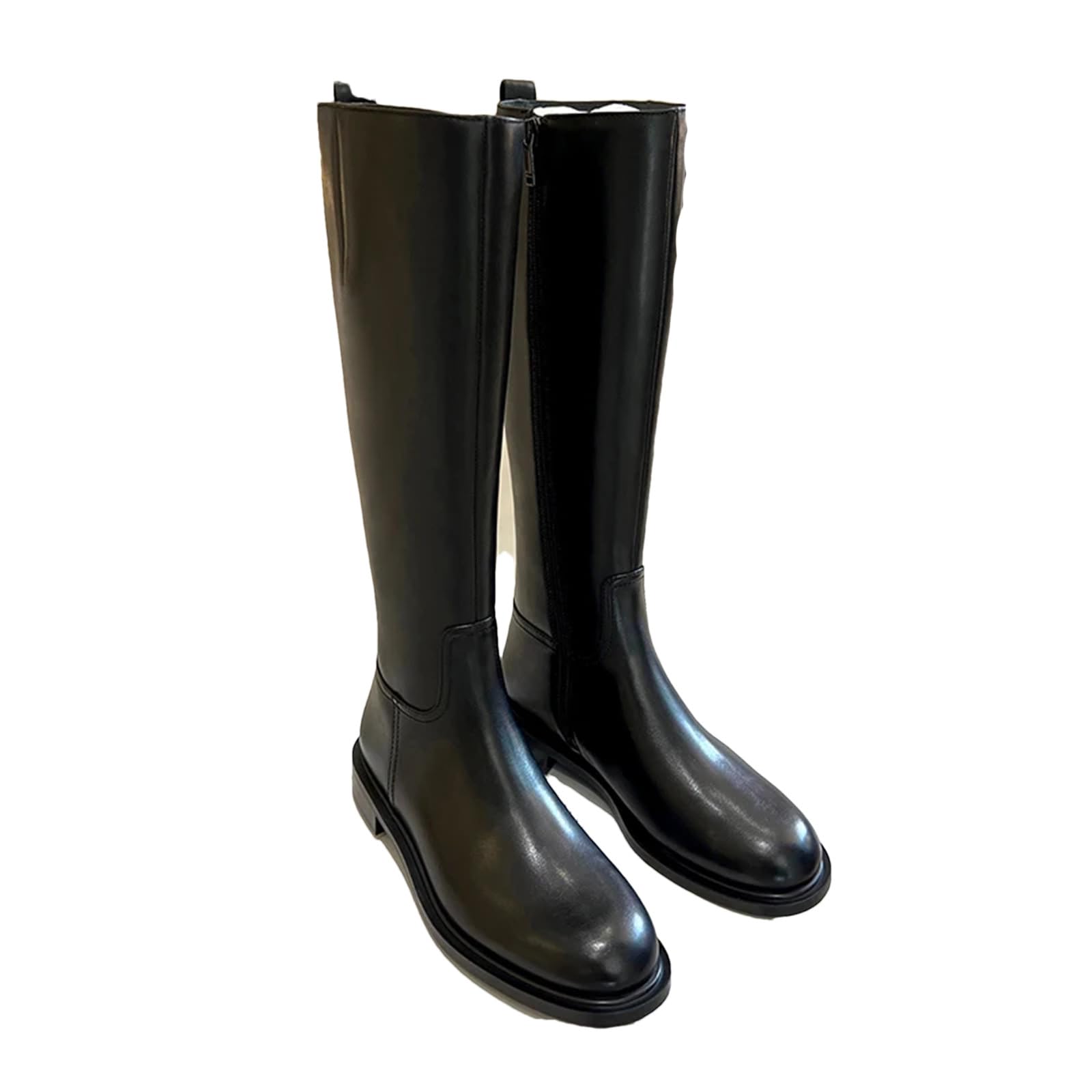 Womens Fashion High Knight Boots Black Leather Shoes Autumn Winter Boot Ladies Long Motorcycle Botas