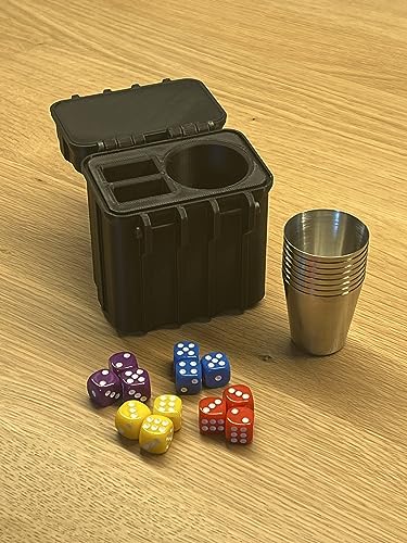 Selfmade Schockbesteck mit Box + Würfel + Becher - Knobelbesteck Schocken Knobeln (to go add on, Grün)