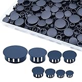 180PCS 8 Sizes Black Plastic Hole Plugs, Plastic Plugs for Round Holes, Flush Type Panel Knockout Locking Plugs, Used for Reserved Holes in Furniture Cabinet, 1/4' 5/16' 3/8' 1/2' 5/8' 3/4' 7/8' 1'