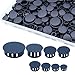 180PCS 8 Sizes Black Plastic Hole Plugs, Plastic Plugs for Round Holes, Flush Type Panel Knockout Locking Plugs, Used for Reserved Holes in Furniture Cabinet, 1/4