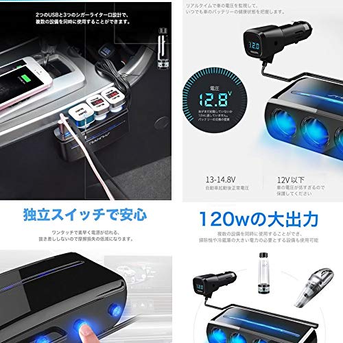 Amazon.co.jp: リタプロショップ®車載用 3口 シガーソケット