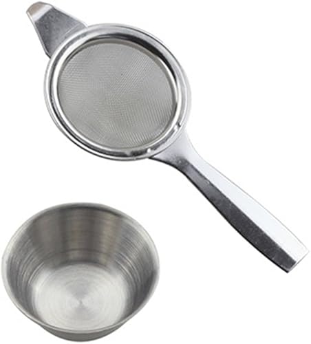 Miniatura 5 de Colador de té de malla fina, colador de té de acero inoxidable con mango largo y cuenco para gotear, tamiz de filtro pequeño para tés, cócteles,