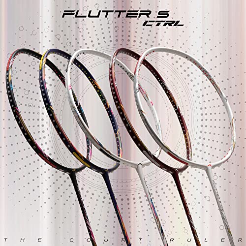 Image of Hundred Flutter S CTRL Carbon Fibre Strung Badminton Racket with Full Racket Cover for Intermediate Players