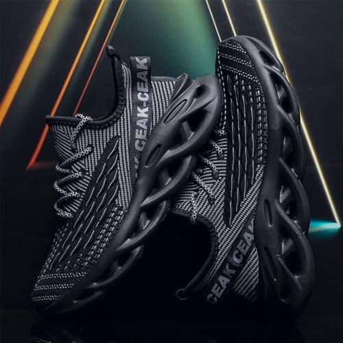 Jakcuz Plus Size Men's Lightweight Walking Shoes Mesh Fish Scale Pattern Fashion Sneakers3